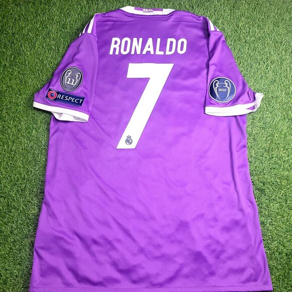 Cristiano Ronaldo Real Madrid 2016 2017 UEFA FINAL Away Soccer Jersey Shirt L - Picture 1 of 9